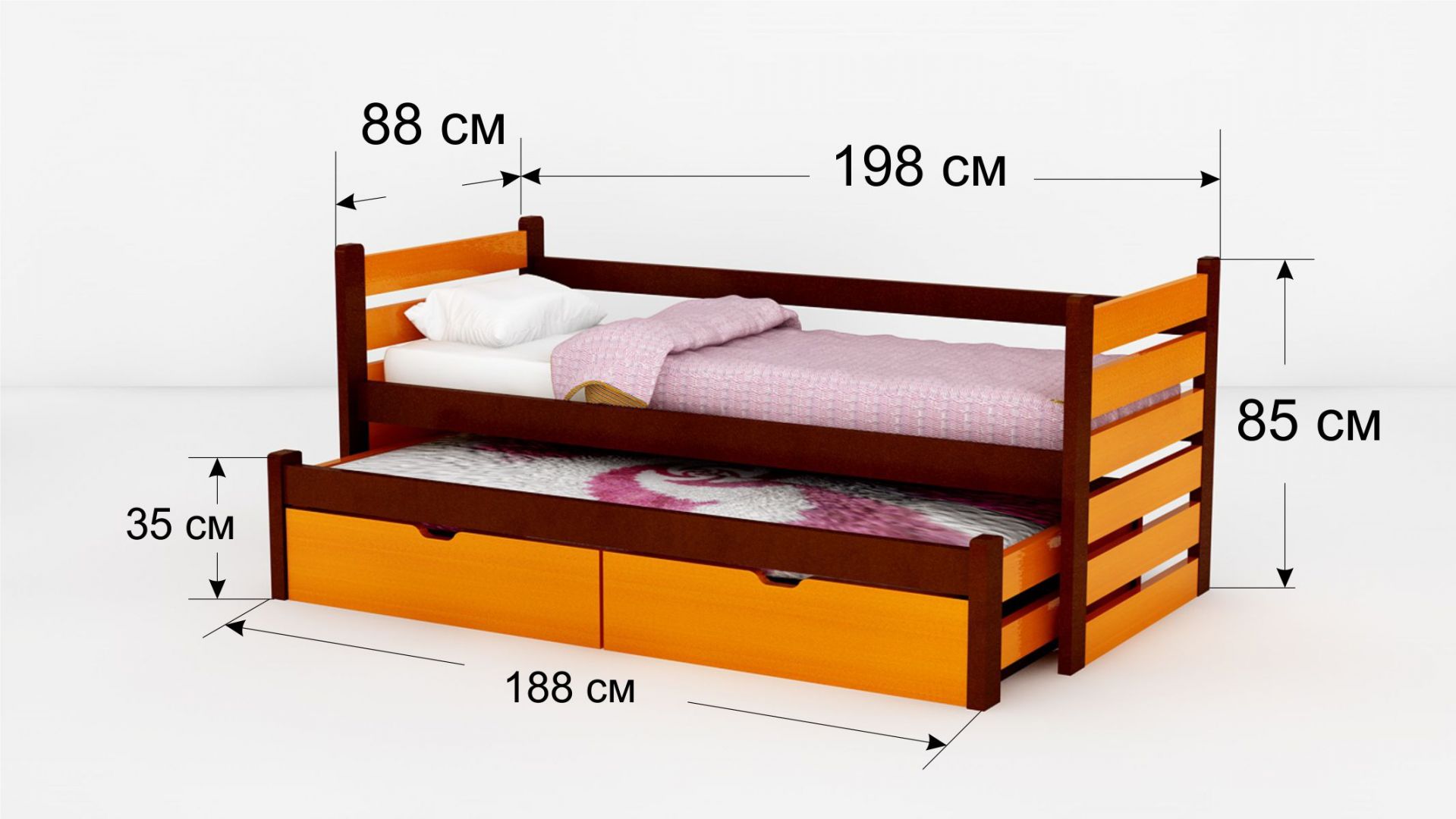 детская кровать трансформер размеры спального места