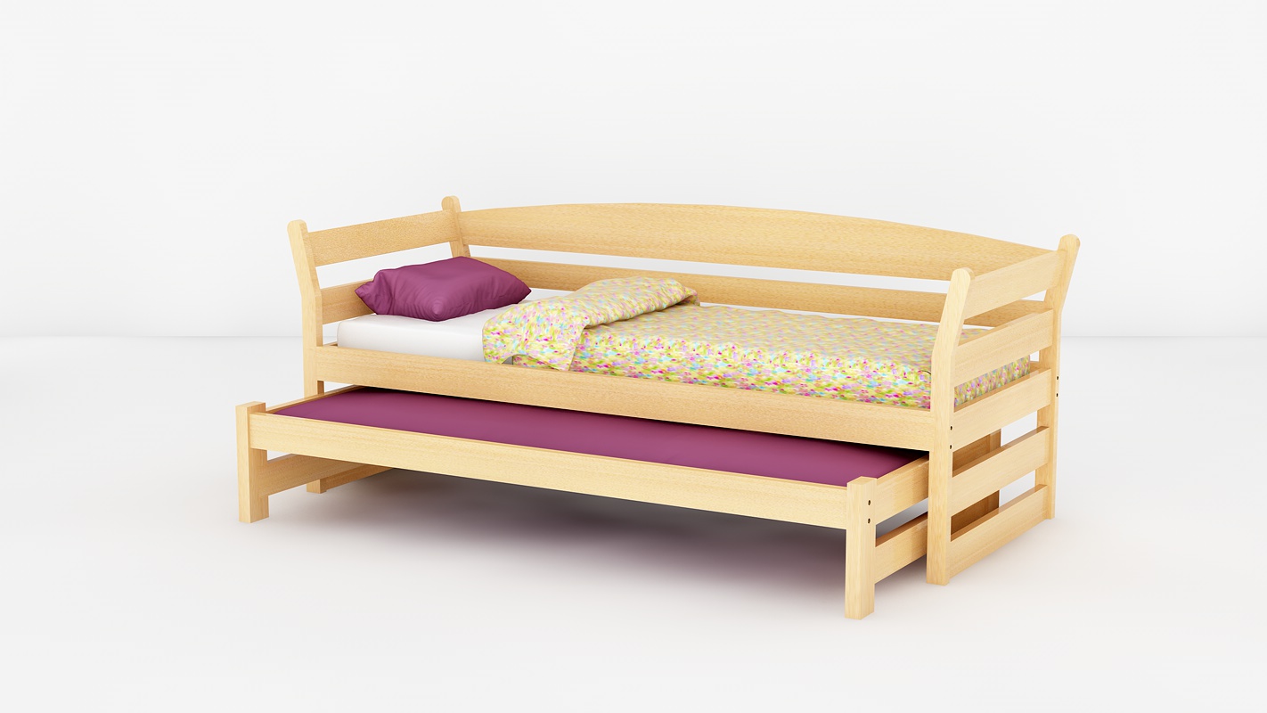 кровать детская из массива с выкатным спальным местом